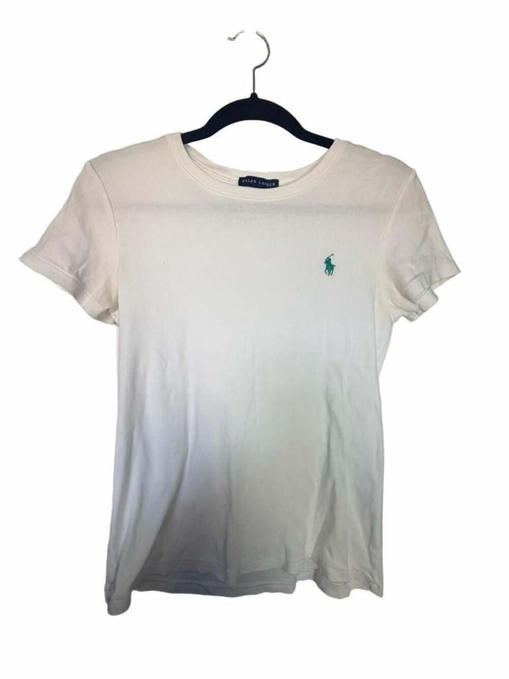 Ralph Lauren Women's White Crewneck Short Sleeve Shirt with Green Pony L_181